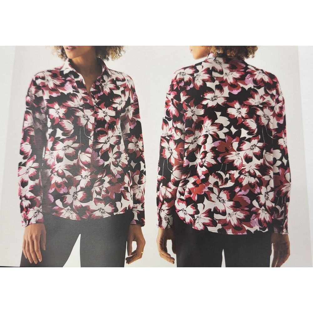 Rafaella Woven Top Womens XLarge Cabaret Long Sleeve Office New